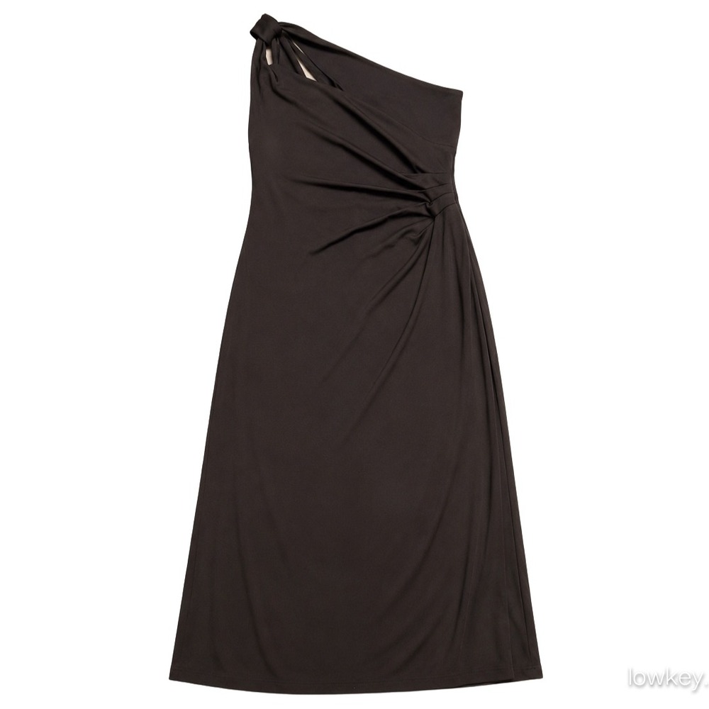 Lauren Ralph Lauren Black‎ One Shoulder Ruched Cocktail Dress Size 14 Evening